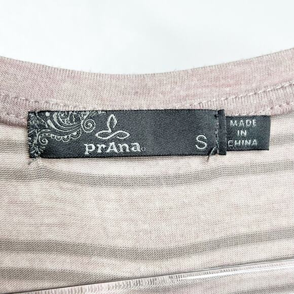 PRANA Womens Foundation Scoop Neck Tank Striped Pocket Sparrow Heather sz Small - Picture 3 of 6